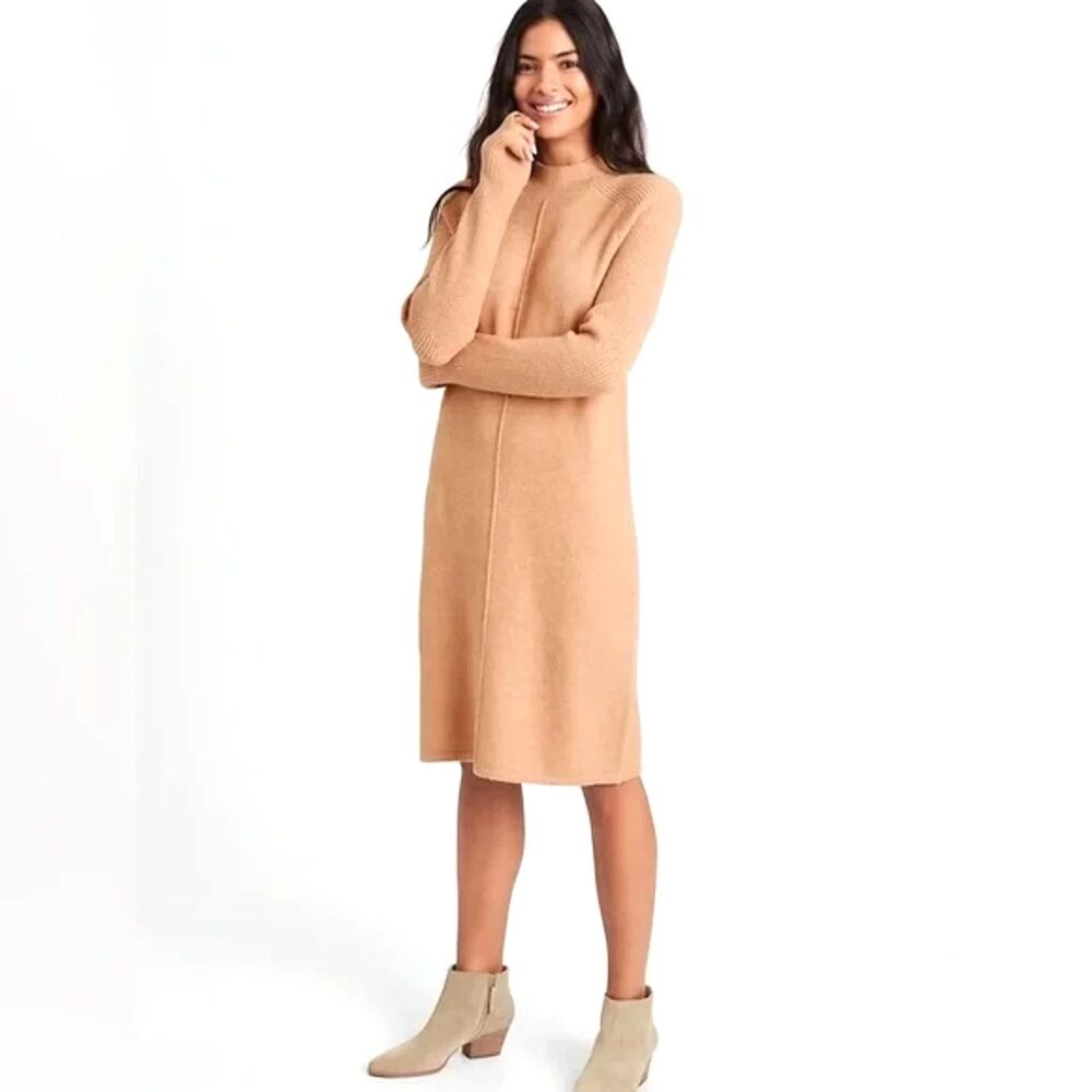 Banana Republic Wool‑Blend Mock Neck Sweater Dress – Beige – Size XS – NWT